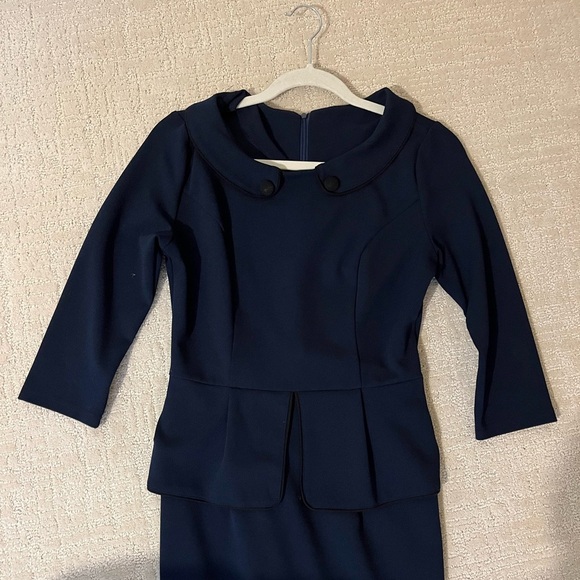 Elegant Navy/Black Midi Dress women’s size M - Picture 2 of 4